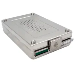 Servoclean 23B/2200 Accessoires Geperforeerde cassette met deksel | Siliconen mat in Boden en 2 siliconenstrips bovenaan voor het bevestigen van instrumenten, in de lengte | 270 x 170 x 35 mm